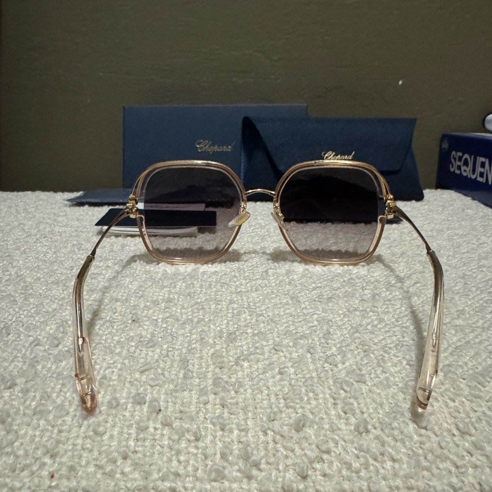 Chopard Happy Hearts Sunglasses 💕 Rose Gold Titanium - Crystal Hearts - Picture 5 of 10